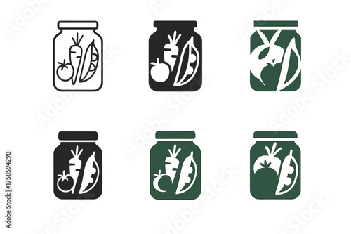Canning Vegetables Logo. Canning Vegetables. Set Logo of Canning Vegetables: jar. harmonious logo variations of the same emblematic concept, each