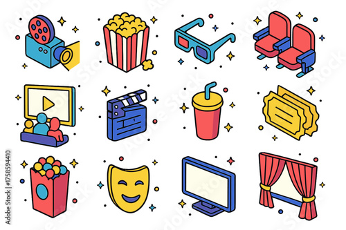 Family Movie Night Icons.