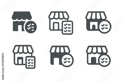 Versatile Team Management Logos. Managing project teams in different industries. Set Logo of Managing project teams in different industries: Retail store