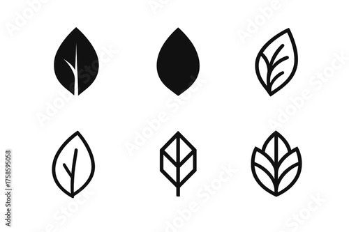 Leaf Logo Variations. Biology. Set Logo of Biology: Leaf. harmonious logo variations of the same emblematic concept, each with different artistic
