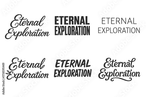 Harmonious Lettering Grid. Eternal exploration. Set lettering. harmonious lettering variations of the same emblematic concept (Elegant script with flowing