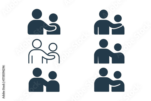 Mentoring Emblem Variations. Mentoring youth. Set Logo of Education: guide and learner icon. harmonious logo variations of the same emblematic concept, each