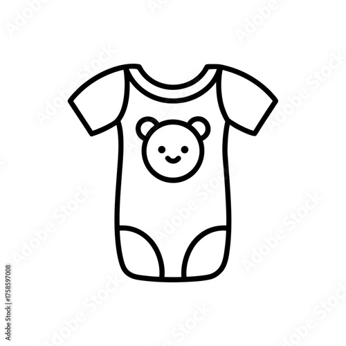 Baby bodysuit with a bear design on it on transparent background silhouette