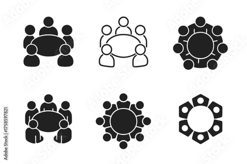 Diverse Workshop Logos. Professional development programs and workshops. Set Logo of Professional development programs and workshops: Group workshop circle