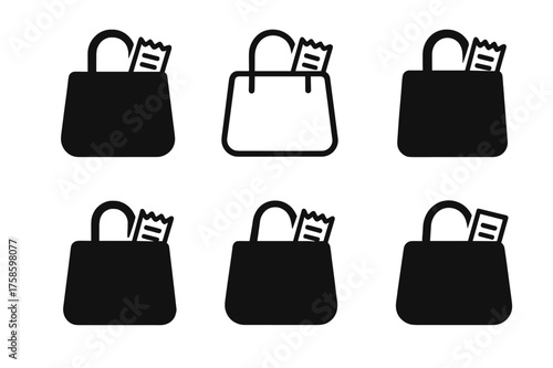 Boutique Logo Variations. A person browsing through racks of clothes in a stylish boutique. Set Logo of A person browsing through racks of clothes in a stylish