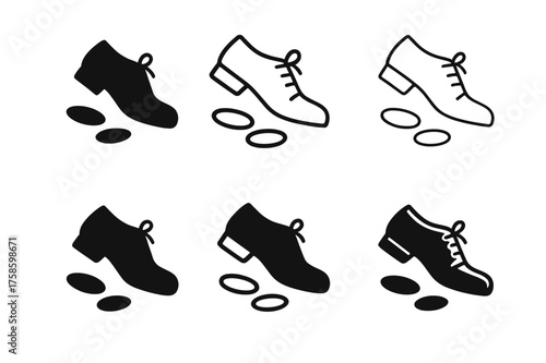 Dance Logo Variations. Dance moves and techniques. Set Logo of Dance moves and techniques: Tap shoe rhythm stamp. harmonious logo variations of the same