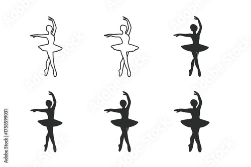 Dance Logo Variations. Dance moves and techniques. Set Logo of Dance moves and techniques: Pirouette silhouette. harmonious logo variations of the same