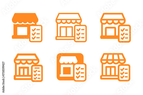 Versatile Team Management Logos. Managing project teams in different industries. Set Logo of Managing project teams in different industries: Retail store