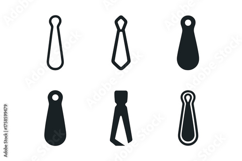 Shoe Logo Variations. Looking for your shoes. Set Logo of Looking for your shoes: Shoehorn icon. harmonious logo variations of the same emblematic concept,