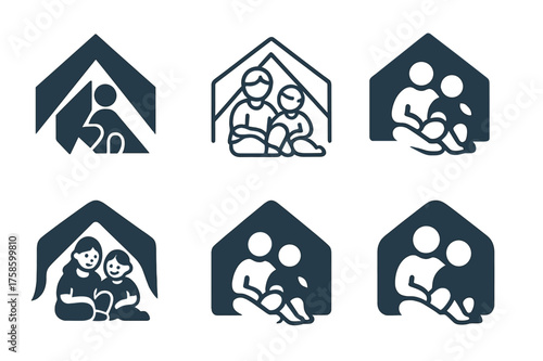 Family Logo Variations. Sibling moments and family bonding. Set Logo of Sibling moments and family bonding: Blanket Fort. harmonious logo variations of the