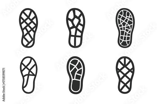 Sole-Imprint Logo Variations. Looking for your shoes. Set Logo of Looking for your shoes: Sole imprint city map. harmonious logo variations of the same