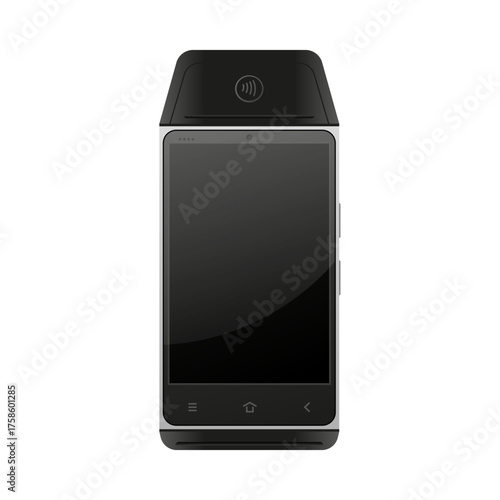 Payment modern Terminal mockup. Pos terminal with blank screen. Cash register. Credit card machine. Vector illustration.