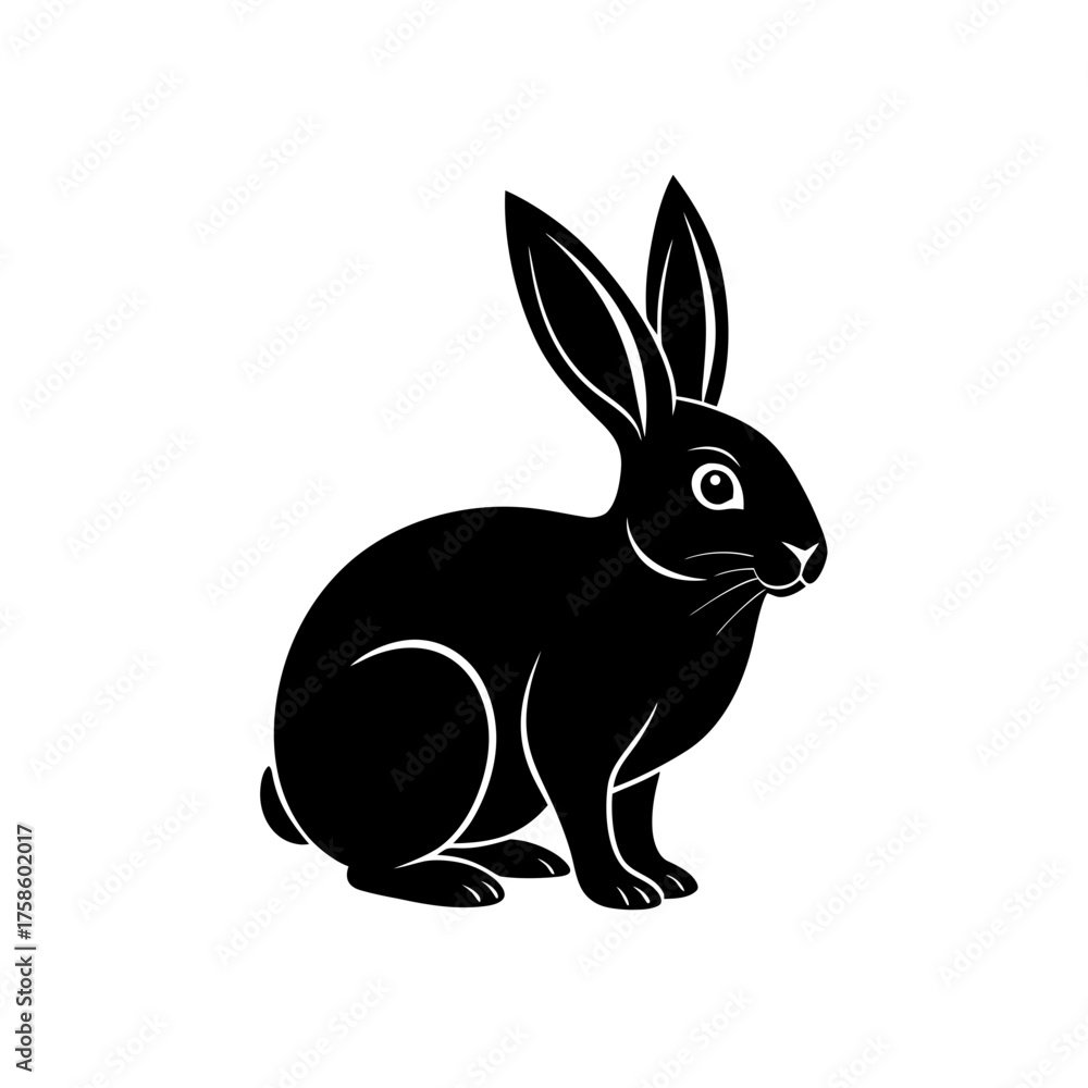 Obraz premium Silhouette of a black rabbit art on transparent background