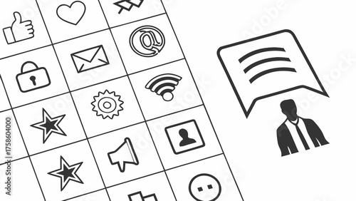 Illustration of social media icons, showcasing communication, networking, and digital interaction, ideal for social media enthusiasts and content creators