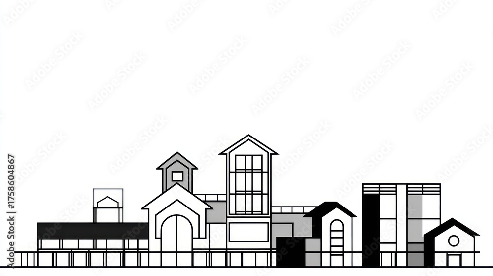 Fototapeta premium Cityscape architectural illustration