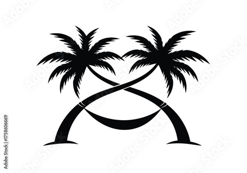 Crossed Palm Trees Hammock Tropical Beach Island Leisure Icon Design