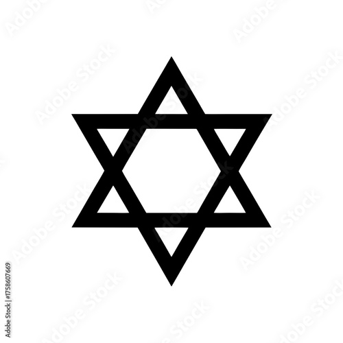Star of david black on white view on transparent background silhouette