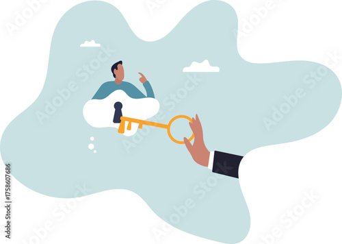 Business support or help to solve problem, clear and unblock work obstacle or key to unlock business idea.about a man and his life.