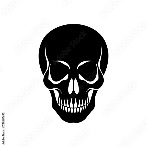 Silhouette of a skull on white background on transparent background