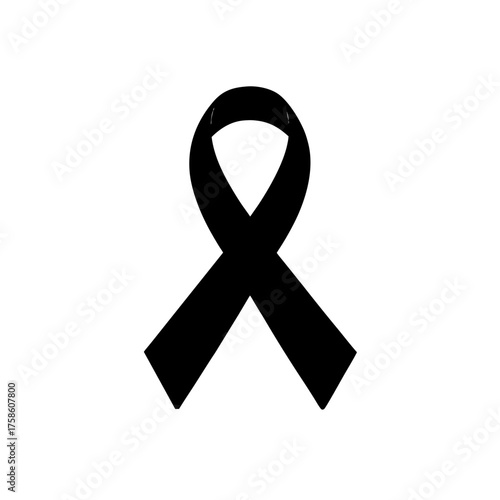 Simple black ribbon on white page on transparent background silhouette