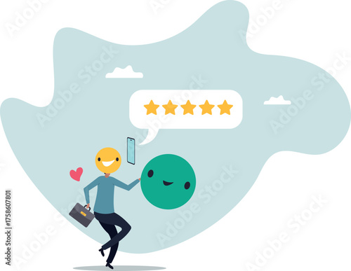 Customer feedback from mobile application, rating or user experience, scoring and satisfaction, product quality and online survey .about a man and his life.