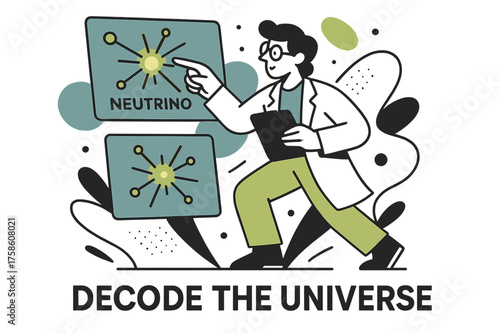 Neutrino Interaction Analysis. The role of neutrinos in astrophysics. Character analyzing glowing neutrino