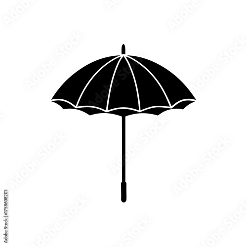 Silhouette of a closed umbrella here on transparent background