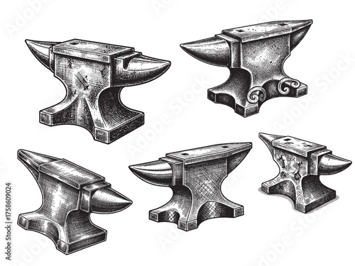 Anvil Vintage Engraved Tool Illustration Isolated Industrial Vector Artwork