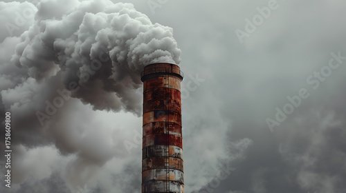 Wallpaper Mural Industrial Chimney Emitting Smoke Against Overcast Sky Torontodigital.ca