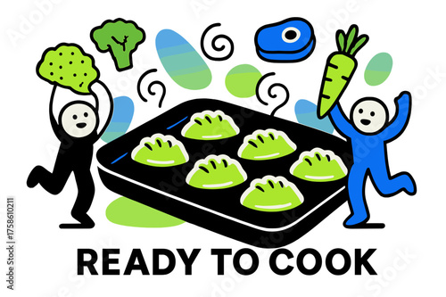 Glowing Dumplings Craft. Making homemade dumplings from scratch with meat or vegetables. Abstract glowing