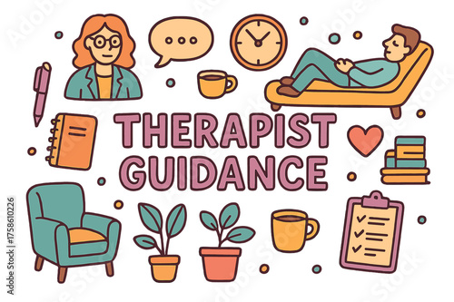 Therapist Guidance Doodle. Therapist Guidance. Hand-drawn doodle illustration of Therapist Guidance.