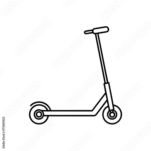 Outline drawing of a kick scooter on transparent background silhouette