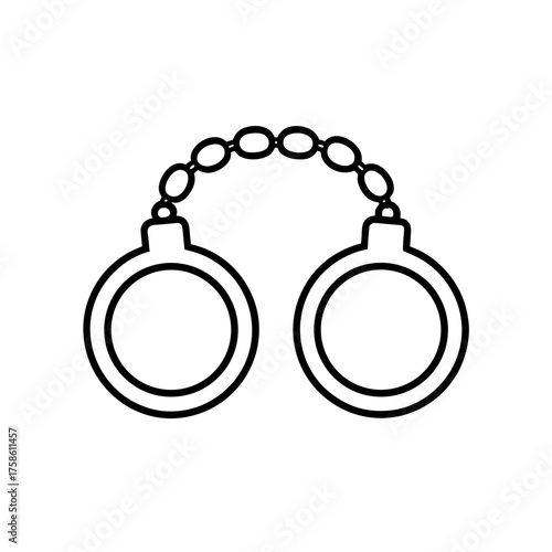 Illustration of a pair of handcuffs on transparent background silhouette