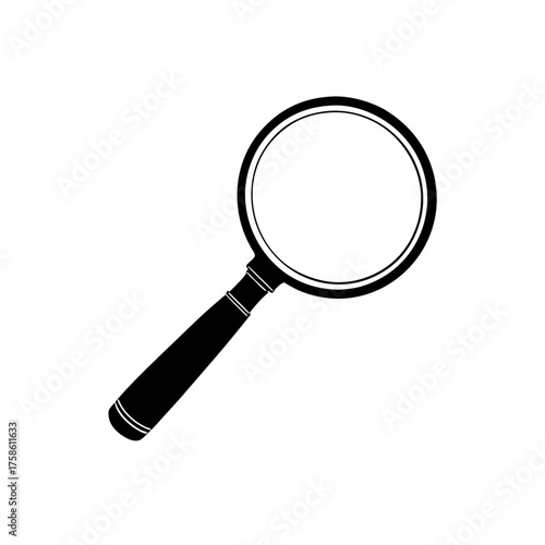 Illustration of a magnifying glass on transparent background silhouette