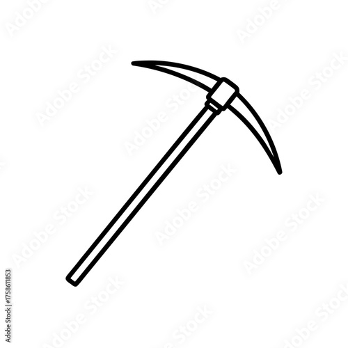 Illustration of a pickaxe tool art on transparent background silhouette
