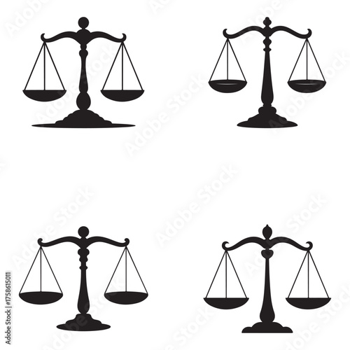 Mind balance scale set with contrasting elements silhouette