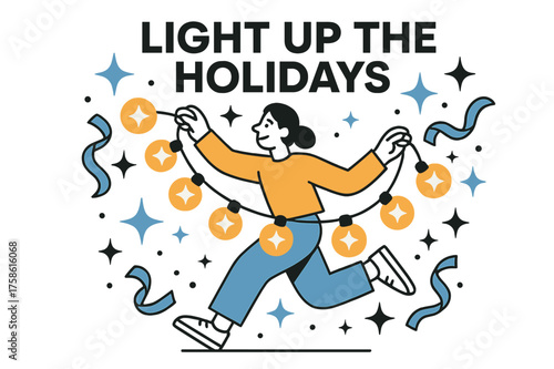 Holiday Crafting Glow. DIY craft ideas for holiday decorations. Character stringing glowing fairy lights with