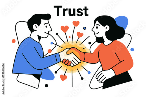 Glowing Handshake Connection. Emotional intelligence. Abstract glowing handshake radiating warmth, with