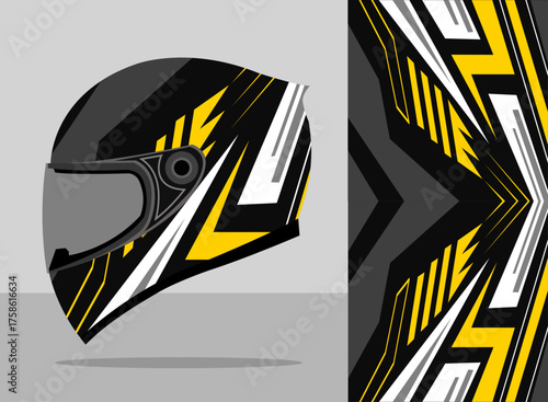 helmet wrap design with black and yellow color theme