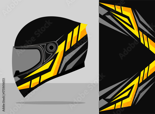 helmet wrap design premium with black and yellow color theme