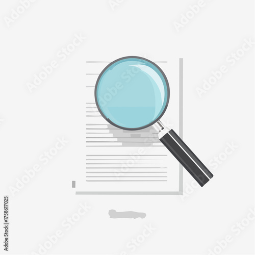 Magnifying Glass Over Document with Text Lines Symbolizing Analysis, Scrutiny, and Investigation