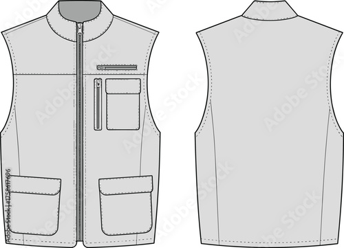 CAD drawing flat vector illustration of sleeveless dress, scoop neckline, bow back detail, flared skirt, fashion apparel, garment technical template