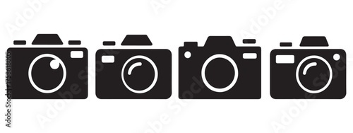 Camera silhouette vector icon set. Simple flat photography icon design.