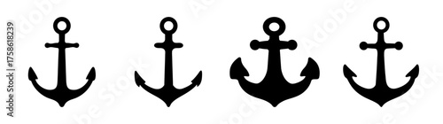 Collectionoffourclassicanchoriconsmarinenauticalsymbolsetfordesignprojects