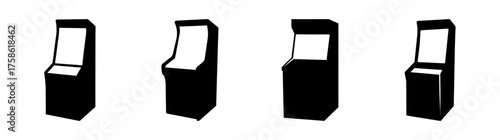 Retroarcadecabinetcollectionfourclassicgamemachinesinarownostalgicgamingicons