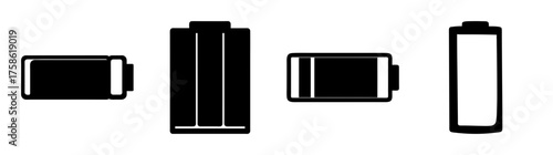 Setoffourbatterychargelevelindicatorsshowingfullemptyandpartialchargestateshorizontallyandvertically
