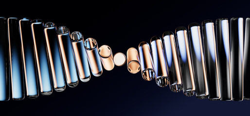 Fototapete Fraktale Wellen Neon Glasspirale Gold Blau Verlauf  © marozhkastudio