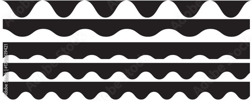 Scalloped Edge Zigzag Border Pattern Set. Seamless Vintage Frill Ornament, Lace Frame, and Textured Edge Line Collection for Fabric, Scrapbook. line frame collection. set of seamless pattern 