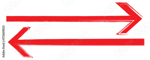 Red Brush Arrow Vector Illustration on White Background. Hand Painted Direction Symbol, Abstract Paint Stroke Design, Hand Drawn Arrow Sign Collection, and Creative Marker Stroke Art.