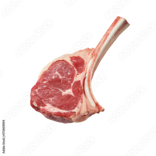 Juicy raw lamb chop steak with bone for grilling